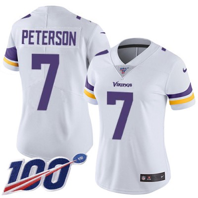 Nike Minnesota Vikings #7 Patrick Peterson White Women's Stitched NFL 100th Season Vapor Limited Jersey